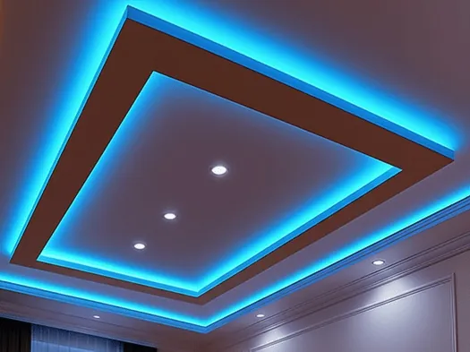 Gizli LED ışıklı kademeli asma tavan